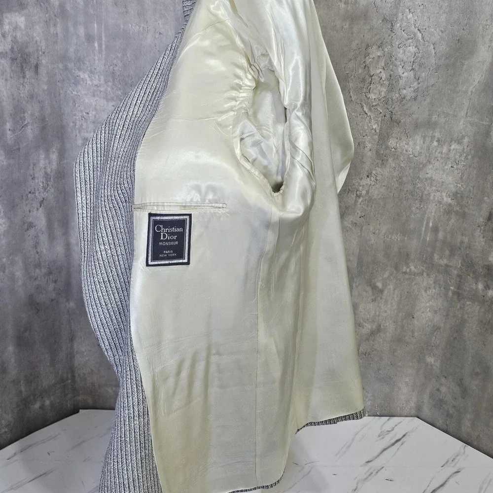 Christian Dior Monsieur Mens Striped Two Button Blazer Sport Coat Made‎ in USA
